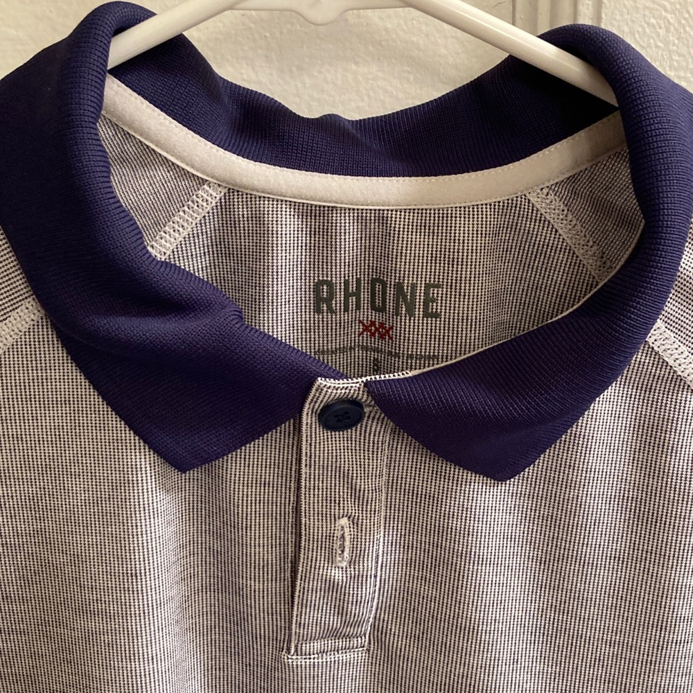 Rhone Blue and White Polo Shirt